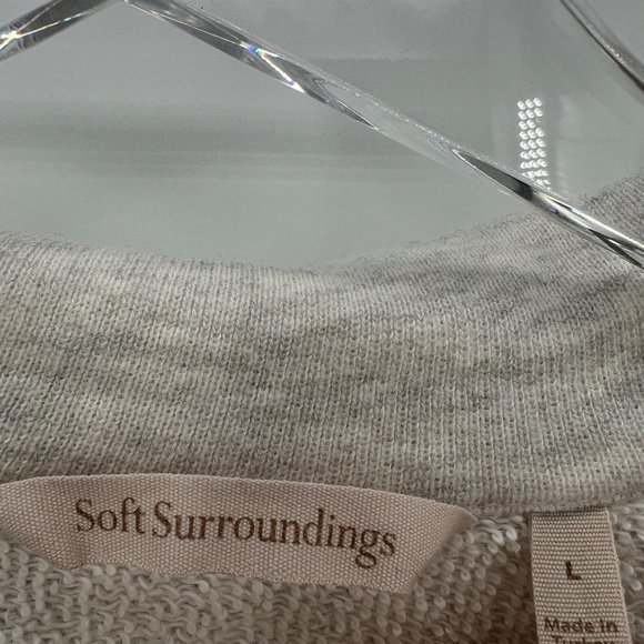 Soft Surroundings Terry Knit Button Front Shirt Jacket Shacket Grey Size Large - Picture 4 of 9